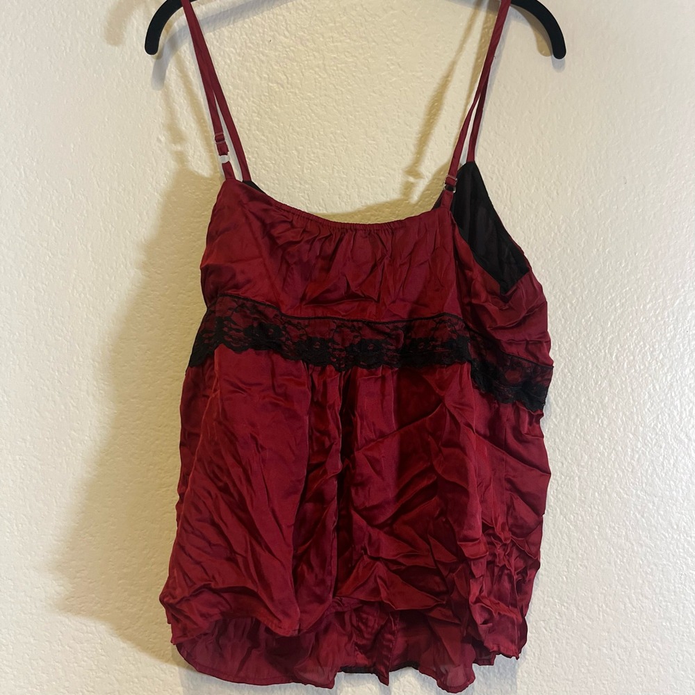 Apt. 9‎ Cami Top Lingerie Lace Trim Button Front Burgundy XL - Picture 4 of 7